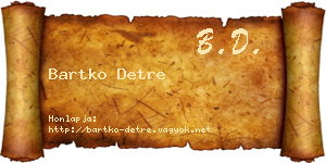 Bartko Detre névjegykártya